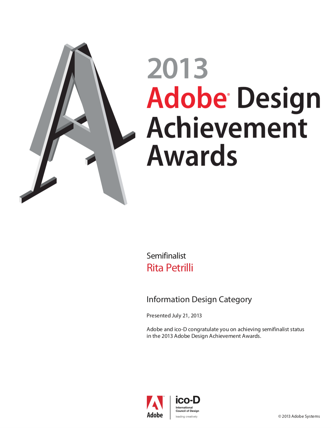 Semifinalist Adobe Design Achievement Awards 2013
